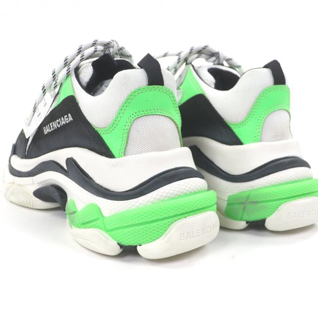 極美品□BALENCIAGA バレンシアガ 536737 トリプルS ユーズド加工 ダッドシューズ ローカットスニーカー ホワイト グリーン ブラック 26_5