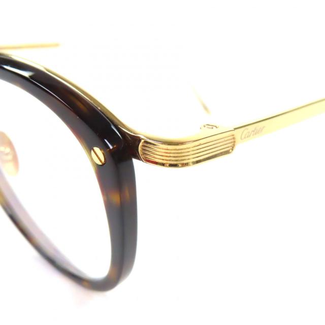 美品▼Cartier カルティエ CT0020O C ドゥ カルティエ マーブル柄 ロゴ入り ボストン メガネ 眼鏡 アイウェア クリアブラウン 47□23 145_6