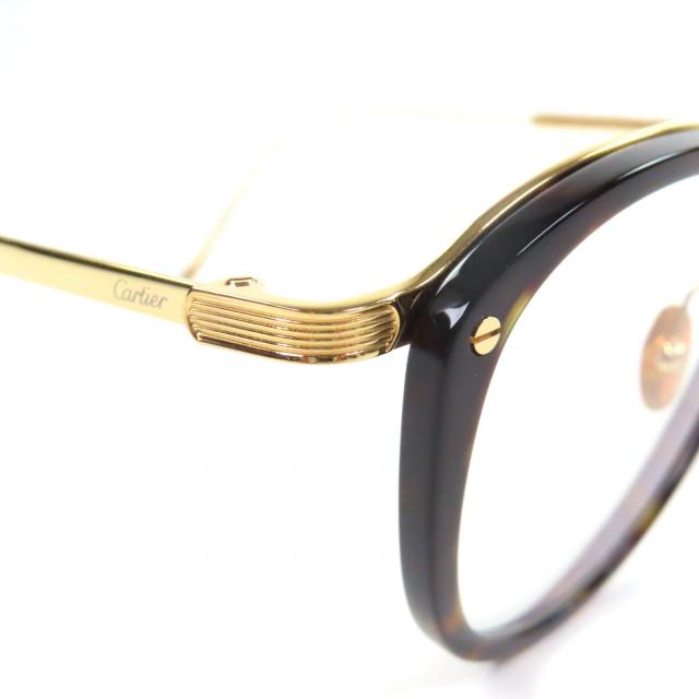 美品▼Cartier カルティエ CT0020O C ドゥ カルティエ マーブル柄 ロゴ入り ボストン メガネ 眼鏡 アイウェア クリアブラウン 47□23 145_7