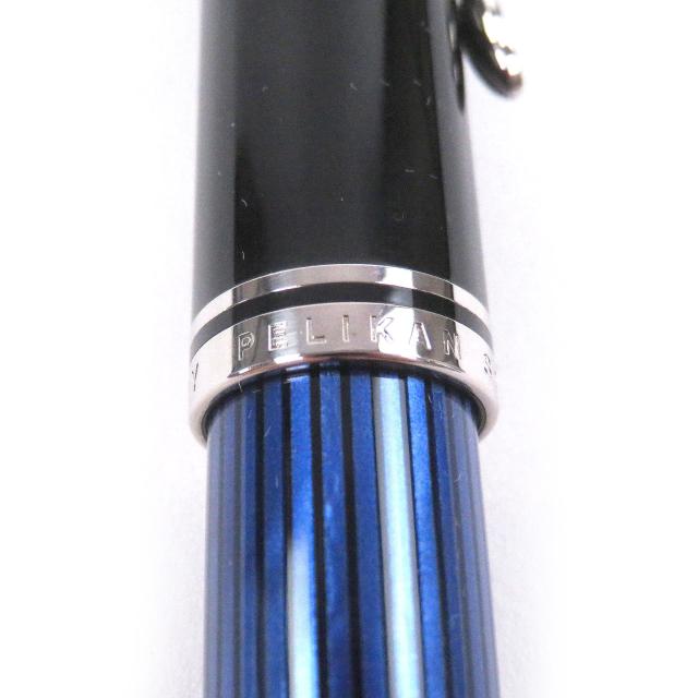 極美品□PERIKAN ペリカン M805 スーベレーン ペン先750 BBニブ ストライプ キャップ式 万年筆 ブラック ブルー 箱付き ドイツ製 メンズ_6