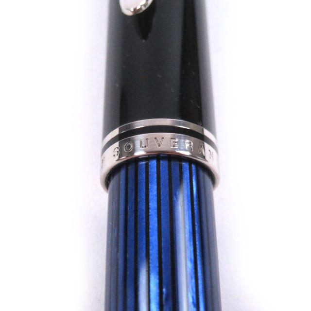 極美品□PERIKAN ペリカン M805 スーベレーン ペン先750 BBニブ ストライプ キャップ式 万年筆 ブラック ブルー 箱付き ドイツ製 メンズ_7