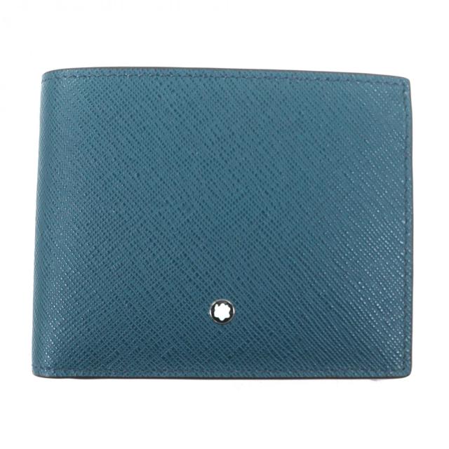 未使用品▼MONTBLANC モンブラン サルトリアル レザーウォレット 6CC ホワイトスター 二つ折り財布 グリーン系 箱・保存袋付 伊製 メンズ