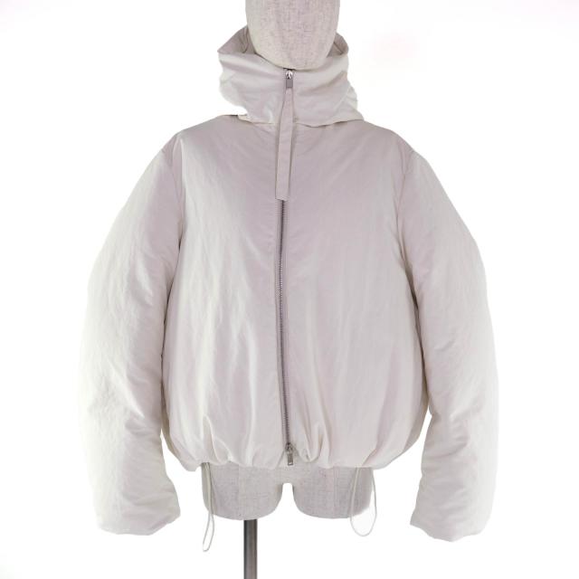 極美品★JIL SANDER+ ジルサンダープラス 22AW J40AF009 Natural 収納ポーチ付 ZIP UP フーデッド ダウンジャケット XS 伊製 正規品