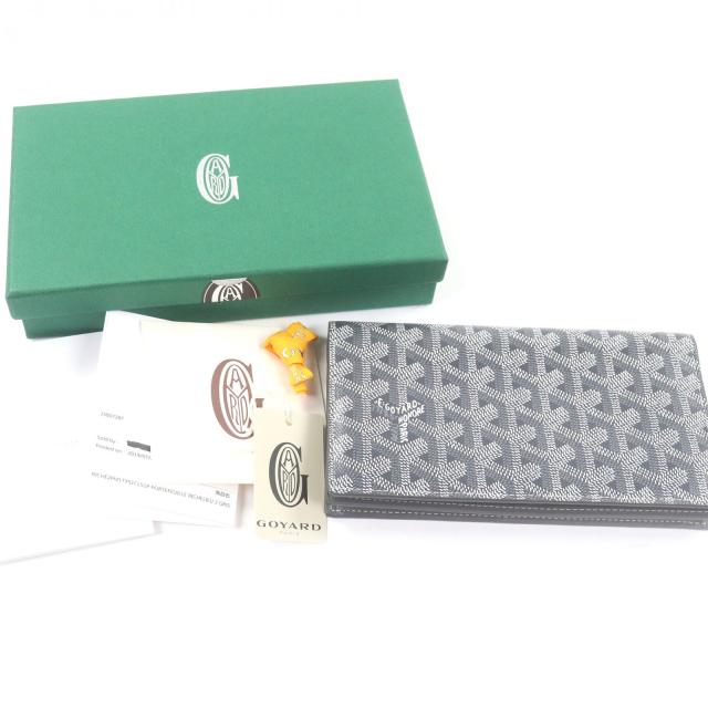 未使用品□GOYARD ゴヤール RICHE2PMLTY51CL51P PVC レザー ヘリンボーン リシュリューウォレット 長財布 グレー イエロー フランス製_1