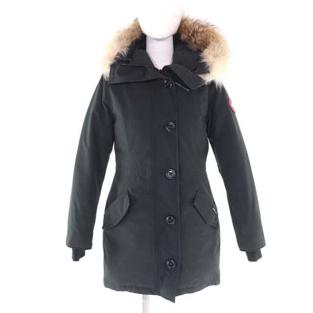 良品★CANADA GOOSE カナダグース 2580LA ROSSCLAIR PARKA ファー・フード・ロゴワッペン付 ダウンコート ブラック S/P カナダ製 正規品 28,600円