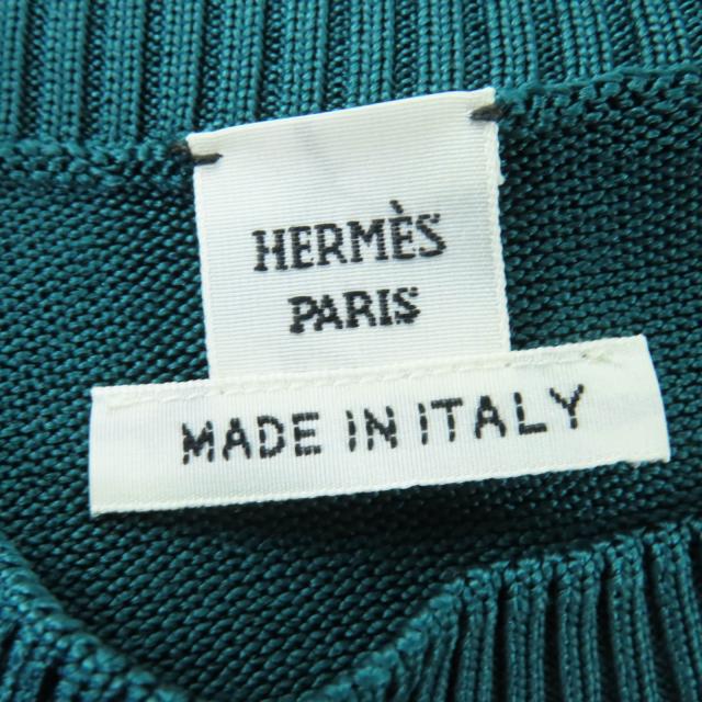 極美品☆HERMES エルメス 23AW 3H2641DX ウール シルク カシミヤ 長袖 リブ ニット グリーン系 34 イタリア製 正規品 レディース