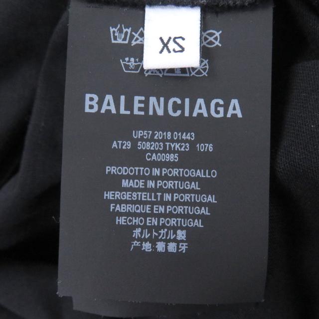 美品□BALENCIAGA バレンシアガ 508203 コットン100％ BBロゴ プリント クルーネック 半袖Ｔシャツ カットソー ブラック XS 正規品　_5