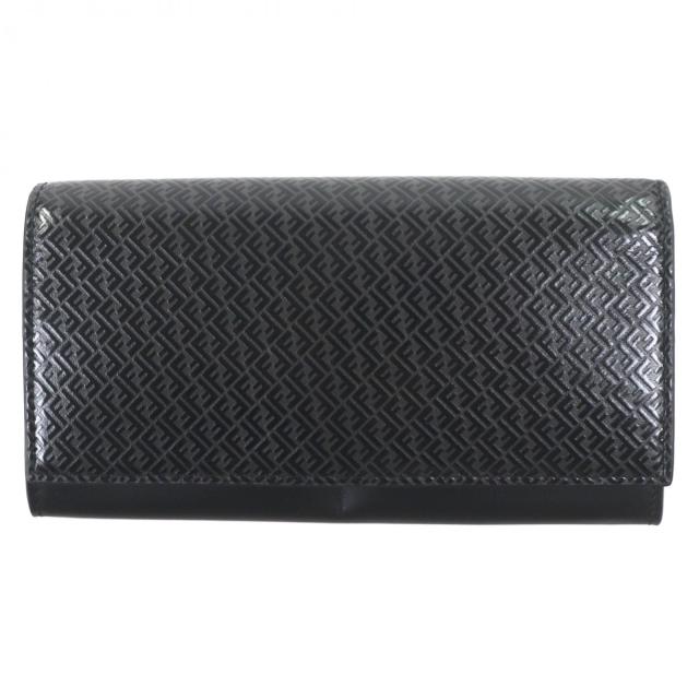 極美品▼FENDI フェンディ 7M0264 レザー マイクロズッカ ロングウォレット 二つ折り 長財布 ブラック 箱付き イタリア製 メンズ