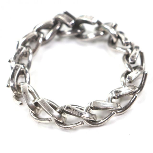 極美品▼TIFFANY&amp;Co. ティファニー フォージ ラージリンク 925 15コマ ブレスレット シルバー 18 箱付き 重量71.75g メンズ 定価379500円