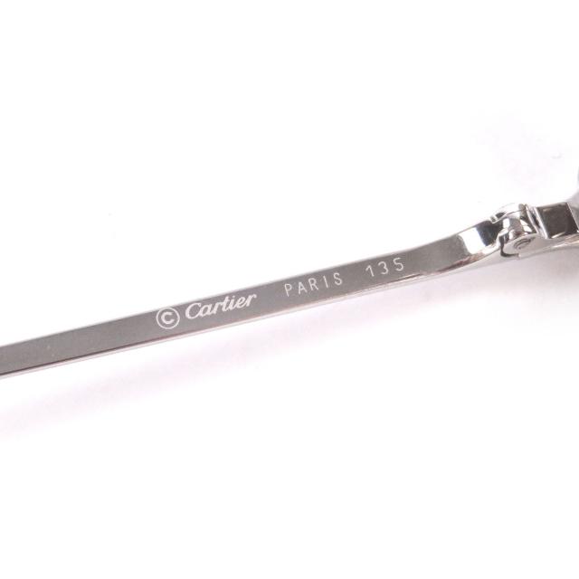 美品□Cartier カルティエ 135 2Cデコール ツーポイント サングラス シルバー ブラウン系レンズ □17 度入り ケース付 フランス製 メンズ_8