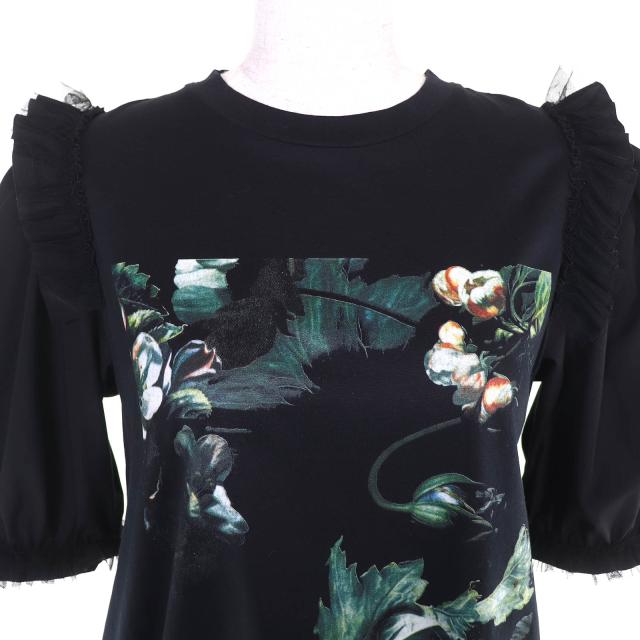 美品△MONCLER GENIUS 4 モンクレール ジーニアス 4 コットン100％ シモーネ ロシャ ビジューロゴワッペン 半袖Ｔシャツ 黒 S 正規品_3