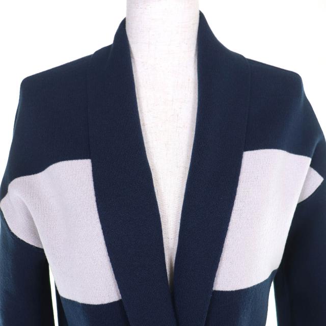 極美品□Loro Piana ロロピアーナ FAI0388 ベビーカシミヤ100％ レザーパイピング リバーシブル ロングニットカーディガン S 伊製 正規品_7