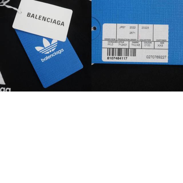 未使用品▼BALENCIAGA adidas バレンシアガ アディダス 2022年製 712401 ロゴ刺繍 ラインデザイン 半袖Ｔシャツ XXS 正規品 メンズ_9