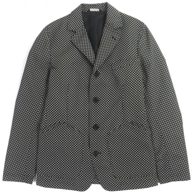 美品▼DOLCE&GABBANA ドルチェ＆ガッバーナ ウール混 黒タグ 総柄 シングルジャケット テーラード ブラック 44 伊製 正規品 メンズ