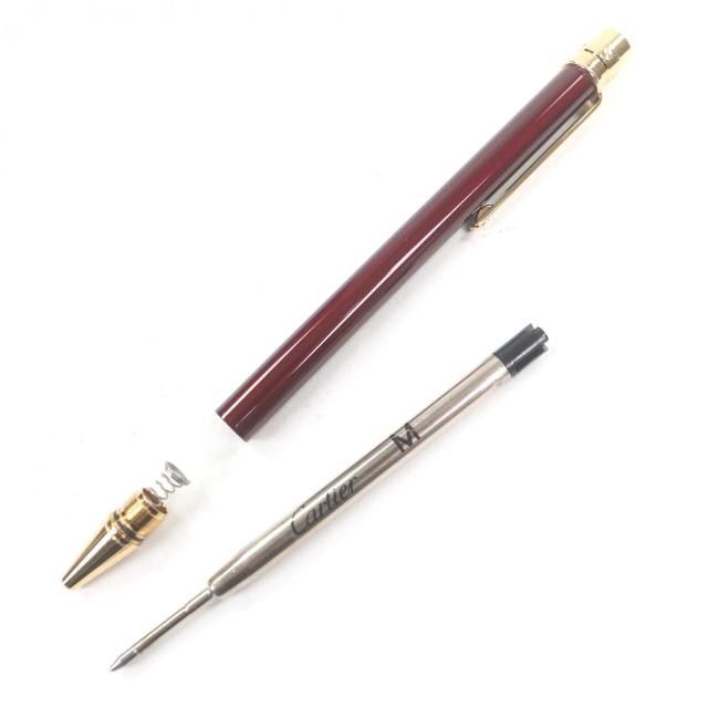極美品□Cartier カルティエ サントス ドゥ カルティエ ツイスト式 ボールペン ボルドー ゴールド フランス製 メンズ 筆記確認済み Cartier - 極美品□Cartier カルティエ サントス ドゥ カルティエ