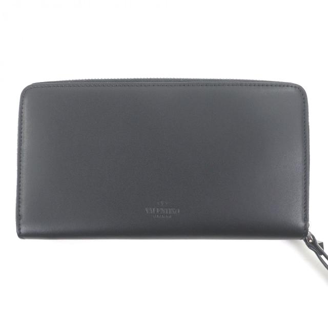 極美品□ヴァレンティノガラヴァーニ 1Y2P0570LVN レザー VLTNロゴ ロックスタッズ付きZIP ラウンドファスナー 長財布 黒 イタリア製_2