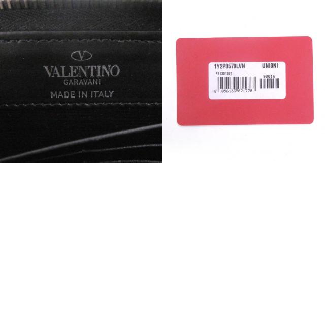 極美品□ヴァレンティノガラヴァーニ 1Y2P0570LVN レザー VLTNロゴ ロックスタッズ付きZIP ラウンドファスナー 長財布 黒 イタリア製_9