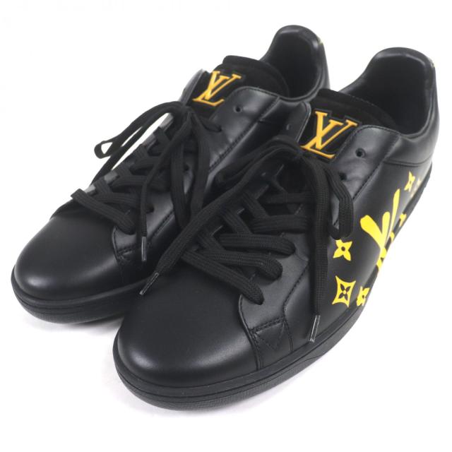極美品▼LOUIS VUITTON ルイヴィトン 2021年製 1A9JD4 サモトラケライン ルクセンブルグ レザー ローカットスニーカー ブラック 8.5