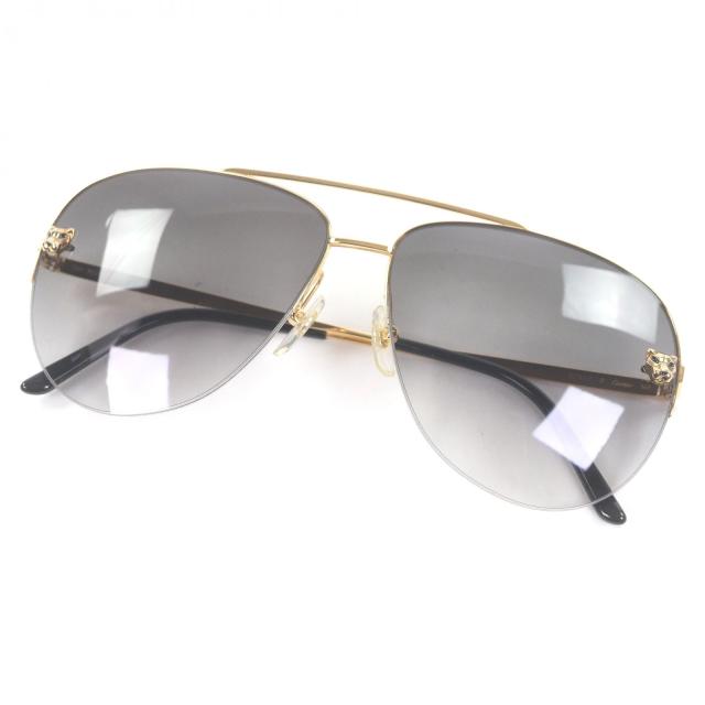 美品□Cartier カルティエ パンテール ドゥ カルティエ ティアドロップ アビエーターサングラス ゴールド グレー 60□13 フランス製