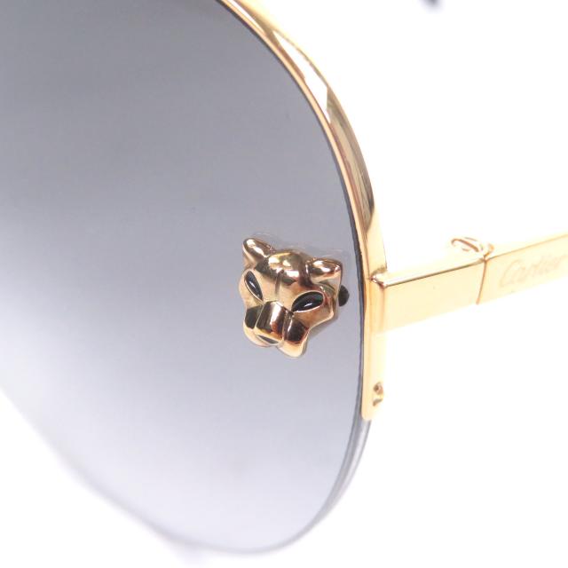 美品□Cartier カルティエ パンテール ドゥ カルティエ ティアドロップ アビエーターサングラス ゴールド グレー 60□13 フランス製_6