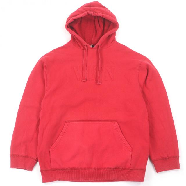 良品□VALENTINO ヴァレンティノ VLTNロゴエンボス プルオーバーパーカー レッド XS イタリア製 正規品 メンズ 良品□VALENTINO ヴァレンティノ VLTNロゴエンボス プルオーバー