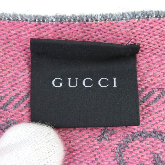 極美品△GUCCI グッチ 133483 GGウール スカーフ ローズピンク ミニフリンジ マフラー ストール ショール 箱付き イタリア製 レディース_6