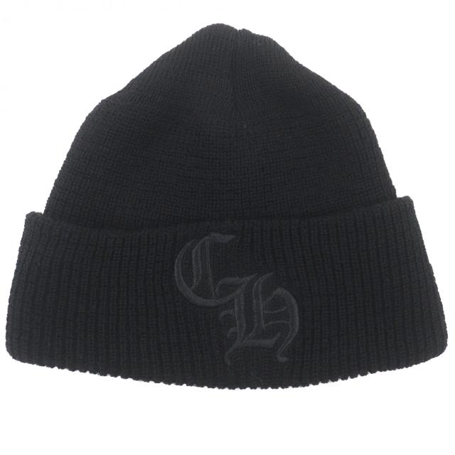 良品▼CHROME HEARTS クロムハーツ ウール100% CH刺繍 帽子 ビーニー ニットキャップ ブラック サイズOS USA製 正規品 メンズ