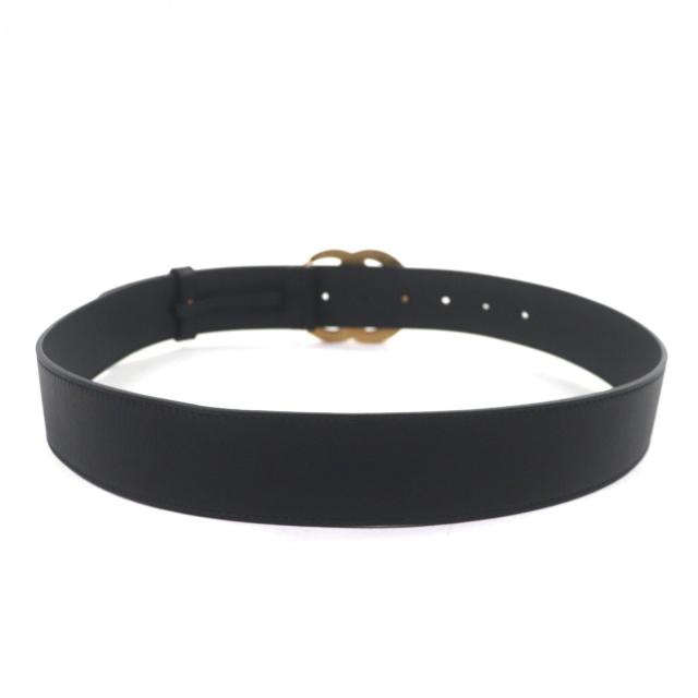 美品▼GUCCI グッチ 400593 ダブルG ワイドベルト レザー GGマーモントバックル ブラック ゴールド金具 90・36 保存袋付き 伊製 メンズ_3