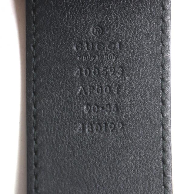 美品▼GUCCI グッチ 400593 ダブルG ワイドベルト レザー GGマーモントバックル ブラック ゴールド金具 90・36 保存袋付き 伊製 メンズ_6