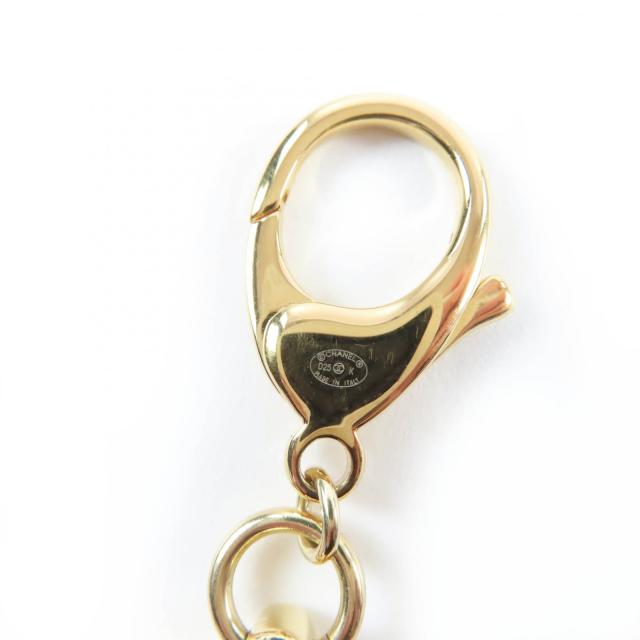 美品☆CHANEL シャネル D25K ABG575 ココマーク ストーン・フェイクパール付 スター キーホルダー ゴールド ブラック 箱付き イタリア製_5