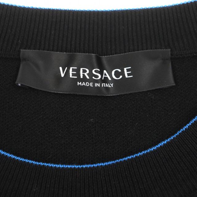【ドンドン見直し】美品▼VERSACE ヴェルサーチ 2021年製 1003703 ウール ロゴ プルオーバー ニットセーター ブラック 48 正規品 メンズ_5