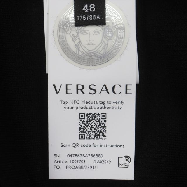 【ドンドン見直し】美品▼VERSACE ヴェルサーチ 2021年製 1003703 ウール ロゴ プルオーバー ニットセーター ブラック 48 正規品 メンズ_6