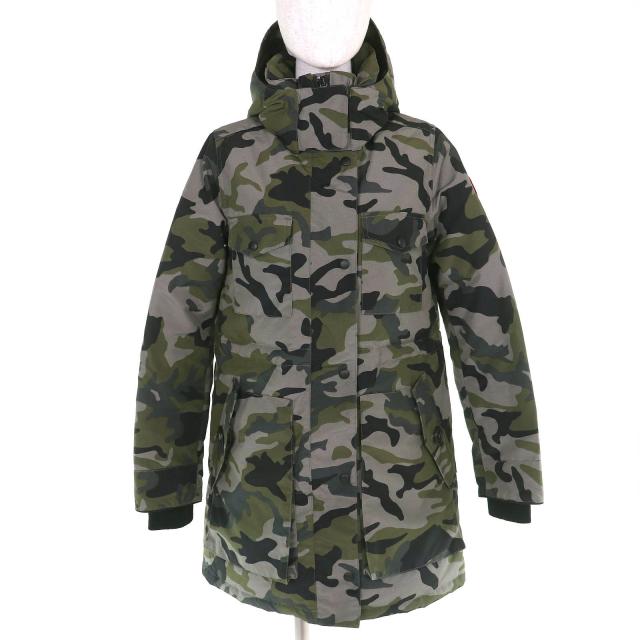 極美△CANADA GOOSE カナダグース 5806LP GABRIOLA PARKA カナダグースジャパン ロゴワッペン フード付 カモフラ ダウンコート XS 正規品