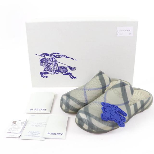 未当てはめる品☆BURBERRY バーバリー 読み合わせる柄 ロゴタイプ引きつける付 坦々たる 天然ゴム サンダル ともし火薄墨色 35 箱付き添い人 イタリア製 レディース