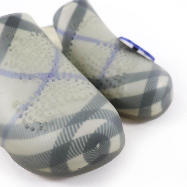 未当てはめる品☆BURBERRY バーバリー 読み合わせる柄 ロゴタイプ引きつける付 坦々たる 天然ゴム サンダル ともし火薄墨色 35 箱付き添い人 イタリア製 レディース