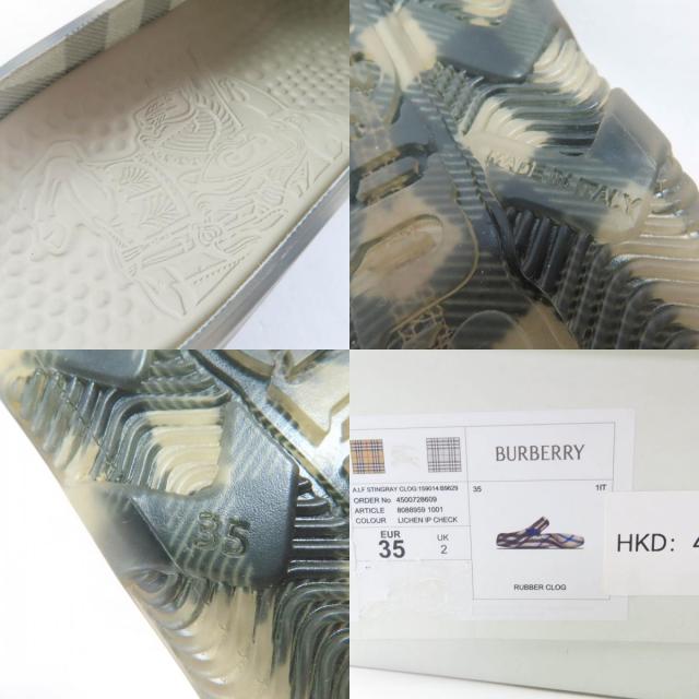 未当てはめる品☆BURBERRY バーバリー 読み合わせる柄 ロゴタイプ引きつける付 坦々たる 天然ゴム サンダル ともし火薄墨色 35 箱付き添い人 イタリア製 レディース