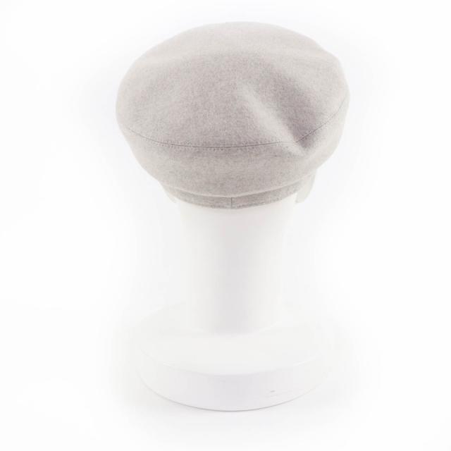 極美品☆HERMES エルメス H212009N ドーヴィル カシミヤ100％ セリエ金具 レザー使い キャスケット グレー 57 仏製 正規品 レディース_4