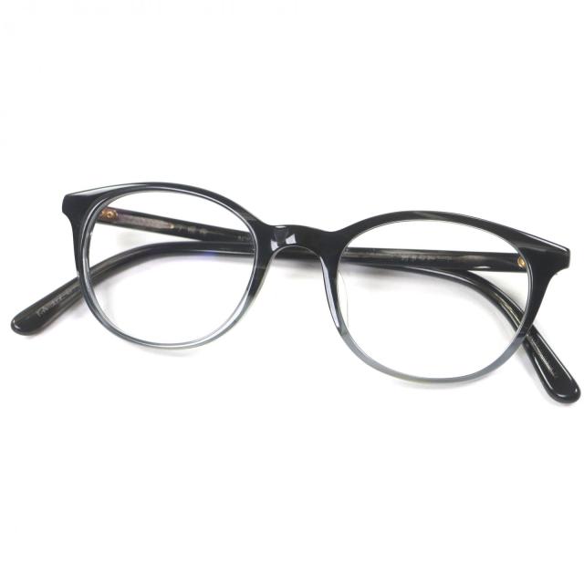 美品▼金子眼鏡 カネコガンキョウ KA-07 グラデーション ボストン メガネ 眼鏡 アイウェア ブラック クリアグレー 度入り 日本製 メンズ