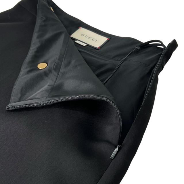 未使用品▲GUCCI グッチ 430572 ウール シルク混 GGマーモント金具 膝丈 スカート ブラック 38 イタリア製 正規品 レディース_3