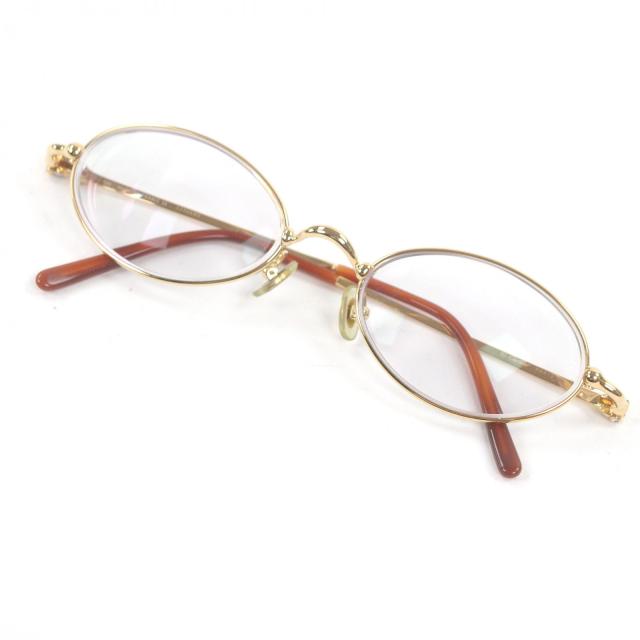 美品□Cartier カルティエ ヴィンテージ トリニティ オーバルレンズ メガネ 眼鏡 アイウェア ゴールド 49□19 度入り フランス製 メンズ