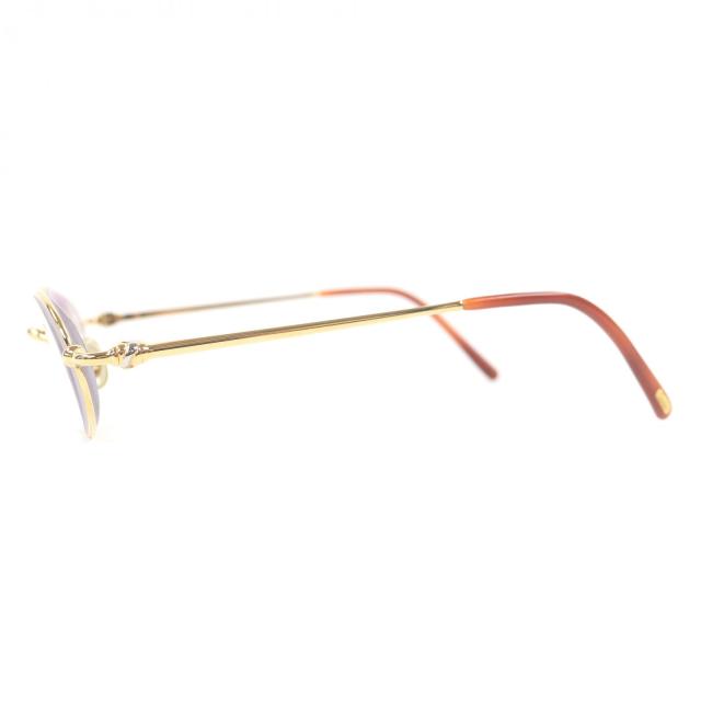 美品□Cartier カルティエ ヴィンテージ トリニティ オーバルレンズ メガネ 眼鏡 アイウェア ゴールド 49□19 度入り フランス製 メンズ_2