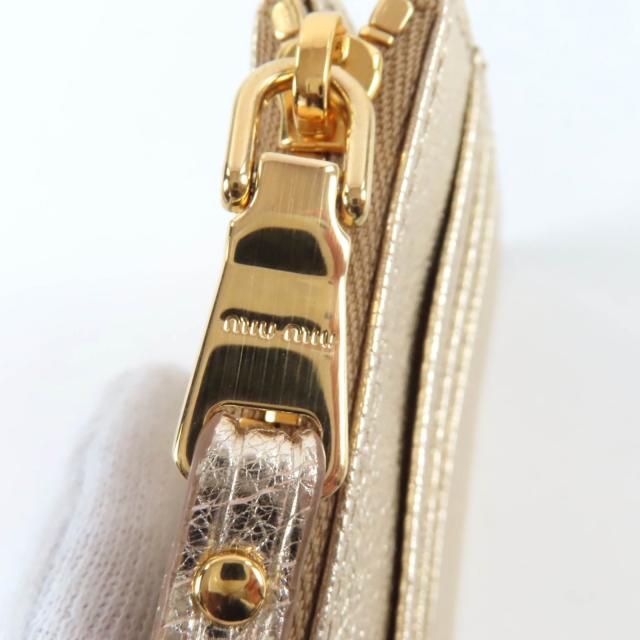極美品☆MIUMIU ミュウミュウ ロゴ金具 レザー フラグメントケース カードケース コインケース ゴールド 箱付き イタリア製 レディース_7