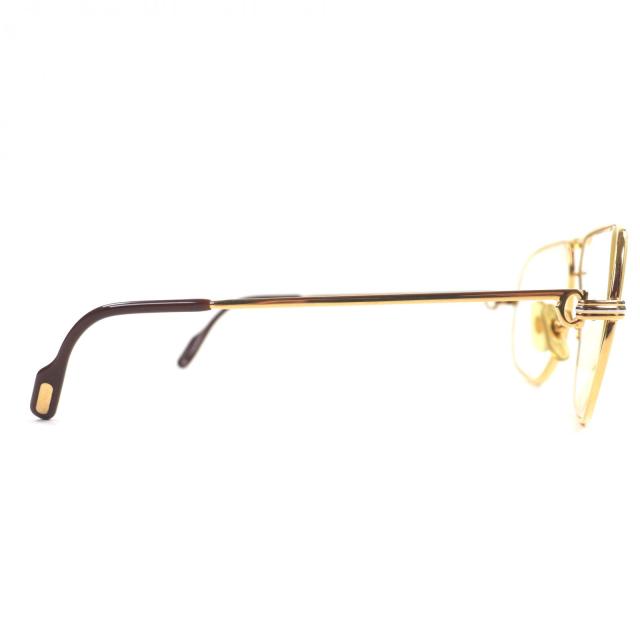 美品▼Cartier カルティエ ヴィンテージ トリニティ ツーブリッジ ロゴ金具 メガネ 眼鏡 アイウェア ゴールド ボルドー 62□14 140 度入