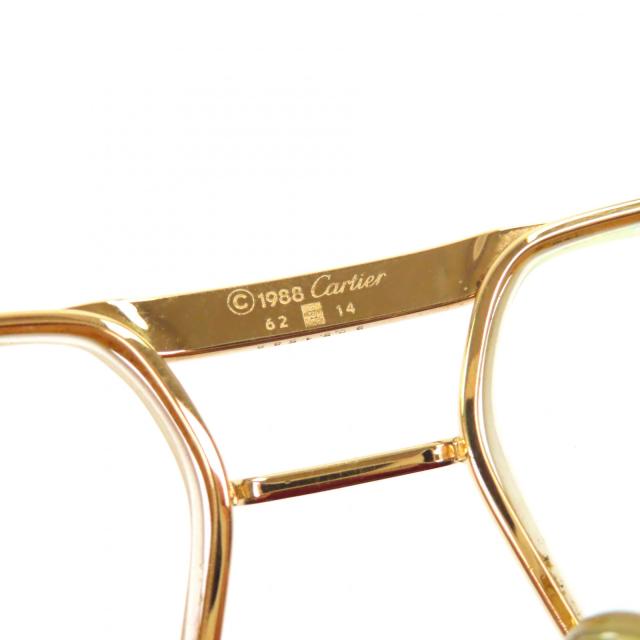 美品▼Cartier カルティエ ヴィンテージ トリニティ ツーブリッジ ロゴ金具 メガネ 眼鏡 アイウェア ゴールド ボルドー 62□14 140 度入