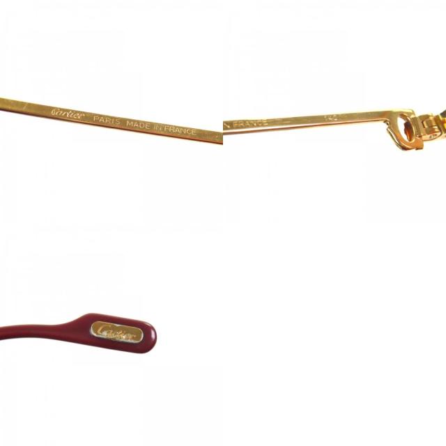 美品▼Cartier カルティエ ヴィンテージ トリニティ ツーブリッジ ロゴ金具 メガネ 眼鏡 アイウェア ゴールド ボルドー 62□14 140 度入