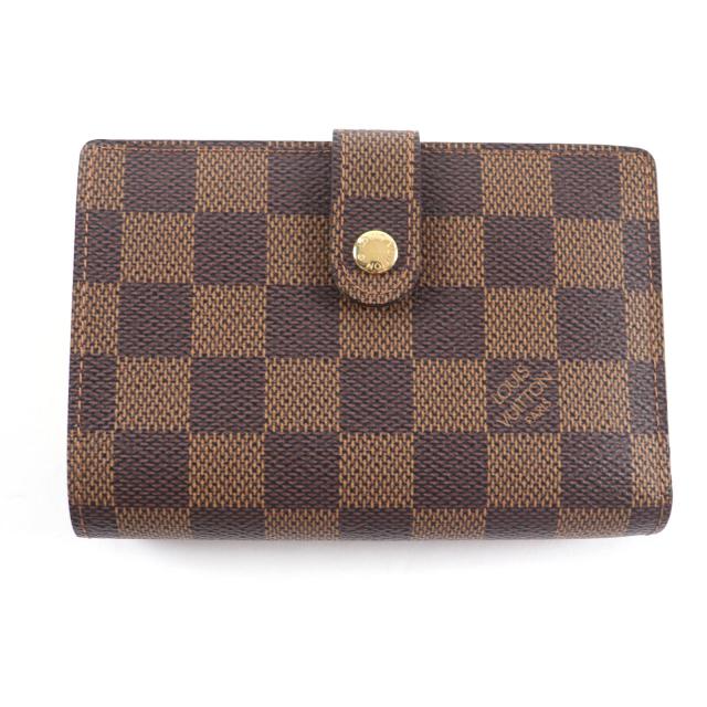 極美品★LOUIS VUITTON ルイヴィトン M61674 ダミエ ポルトフォイル ヴェノワ がま口 レザー 二つ折り財布 ブラウン 箱付き フランス製