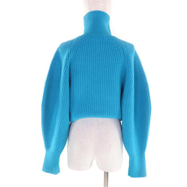 美品★NINA RICCI ニナリッチ 3A-PU010-ML535 クロップド丈 パフスリーブ ハイネック ウールニット ブルー M 正規品 レディース_2
