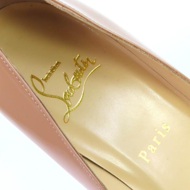 未使用品△Christian Louboutin クリスチャンルブタン 1100382 Pigalle ピガール パテントレザー ポインテッドトゥ パンプス ヌード 37_8