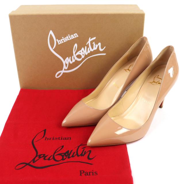 未使用品△Christian Louboutin クリスチャンルブタン 1100382 Pigalle ピガール パテントレザー ポインテッドトゥ パンプス ヌード 37_1