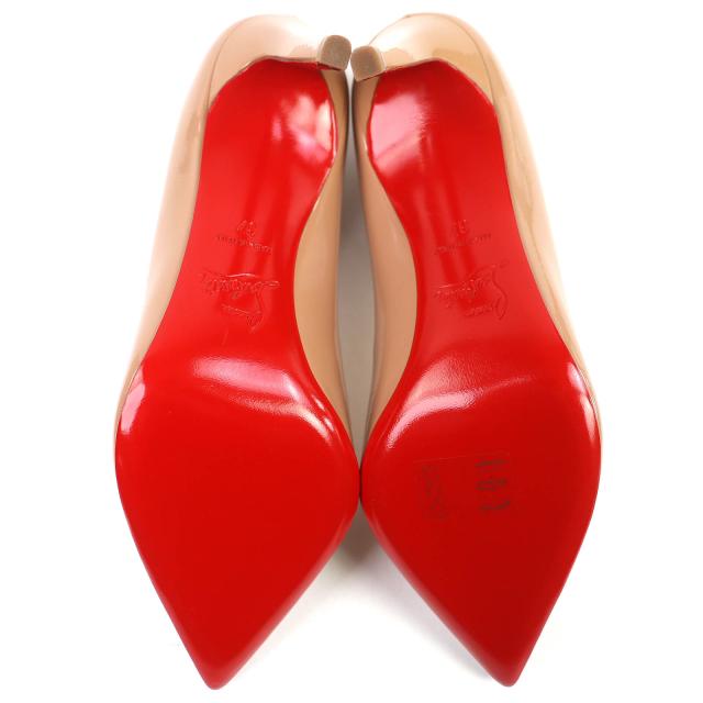 未使用品△Christian Louboutin クリスチャンルブタン 1100382 Pigalle ピガール パテントレザー ポインテッドトゥ パンプス ヌード 37_7
